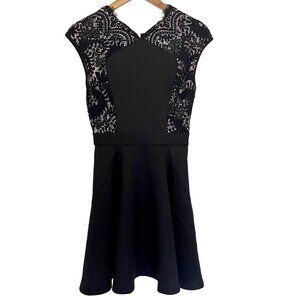 Ted Baker Black Dress Women's 1 Vivance Lace Top Fit & Flare skater